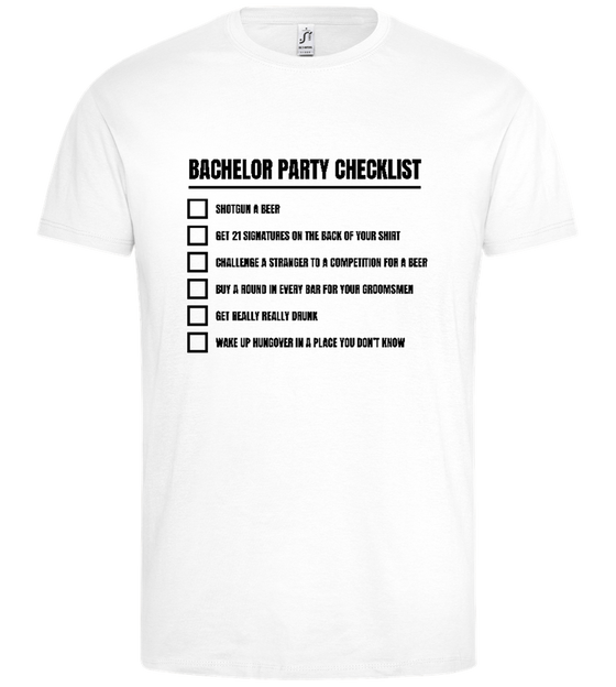 The Bachelor Party Checklist Design - Premium men's t-shirt_WHITE_front