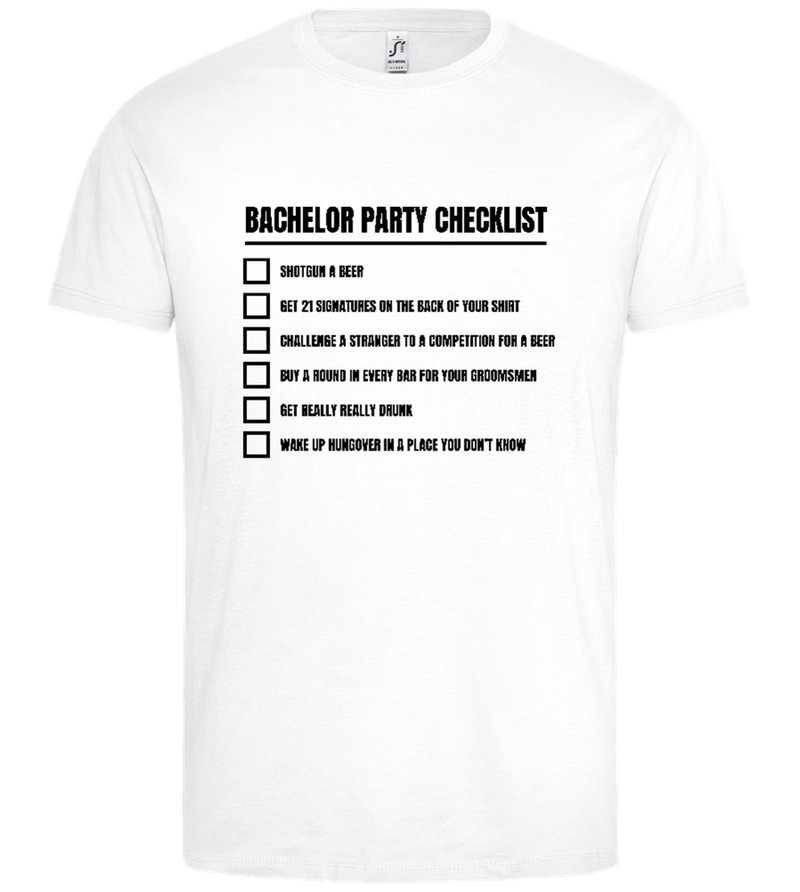 The Bachelor Party Checklist Design - Premium men's t-shirt_WHITE_front