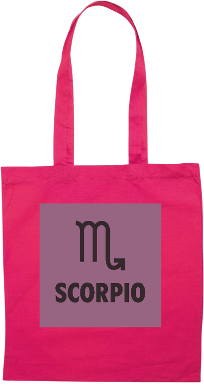 Zodiac Scorpio Design - Premium colored cotton tote bag_FUCHSIA_front