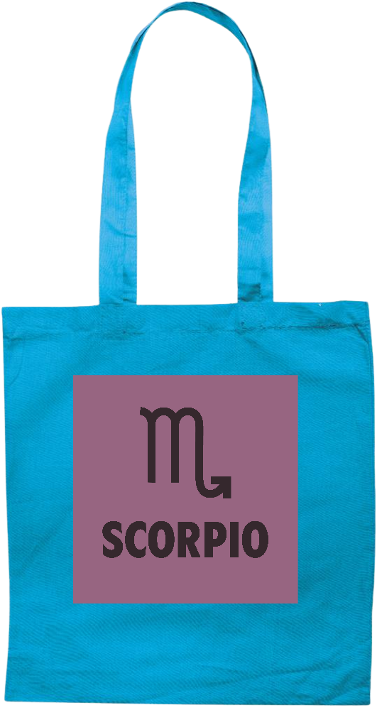 Zodiac Scorpio Design - Premium colored cotton tote bag_TURQUOISE_front