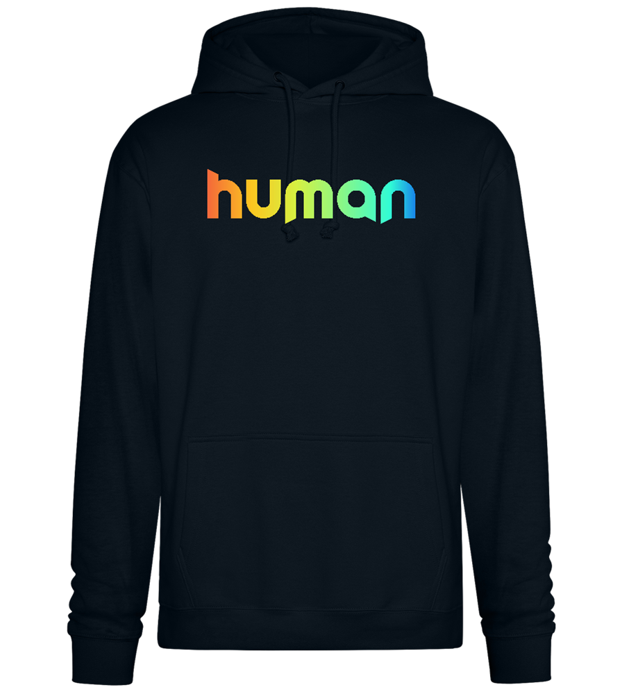 Human Rainbow Letters Design - Premium Essential Unisex Hoodie_BLACK_front