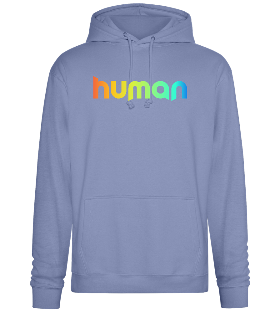 Human Rainbow Letters Design - Premium Essential Unisex Hoodie_BLUE_front