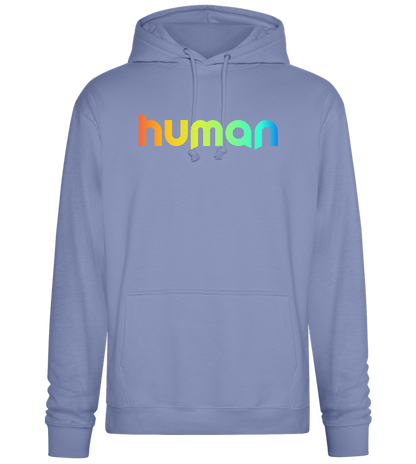 Human Rainbow Letters Design - Premium Essential Unisex Hoodie_BLUE_front