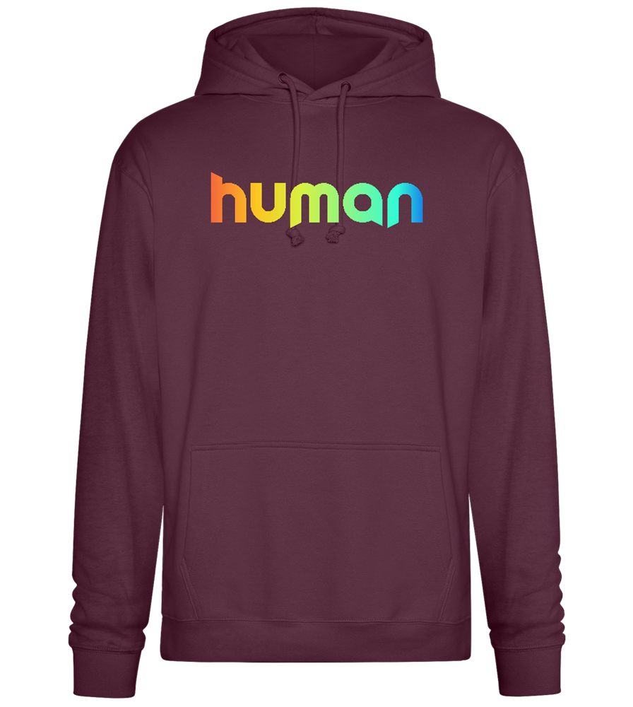 Human Rainbow Letters Design - Premium Essential Unisex Hoodie_BORDEAUX_front