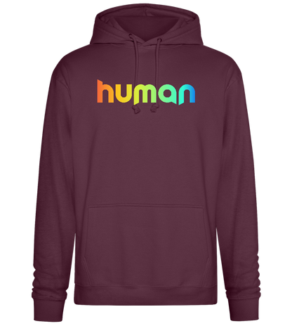 Human Rainbow Letters Design - Premium Essential Unisex Hoodie_BORDEAUX_front