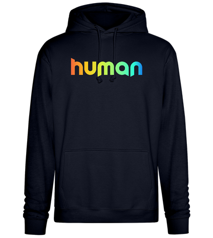 Human Rainbow Letters Design - Premium Essential Unisex Hoodie_FRENCH NAVY_front