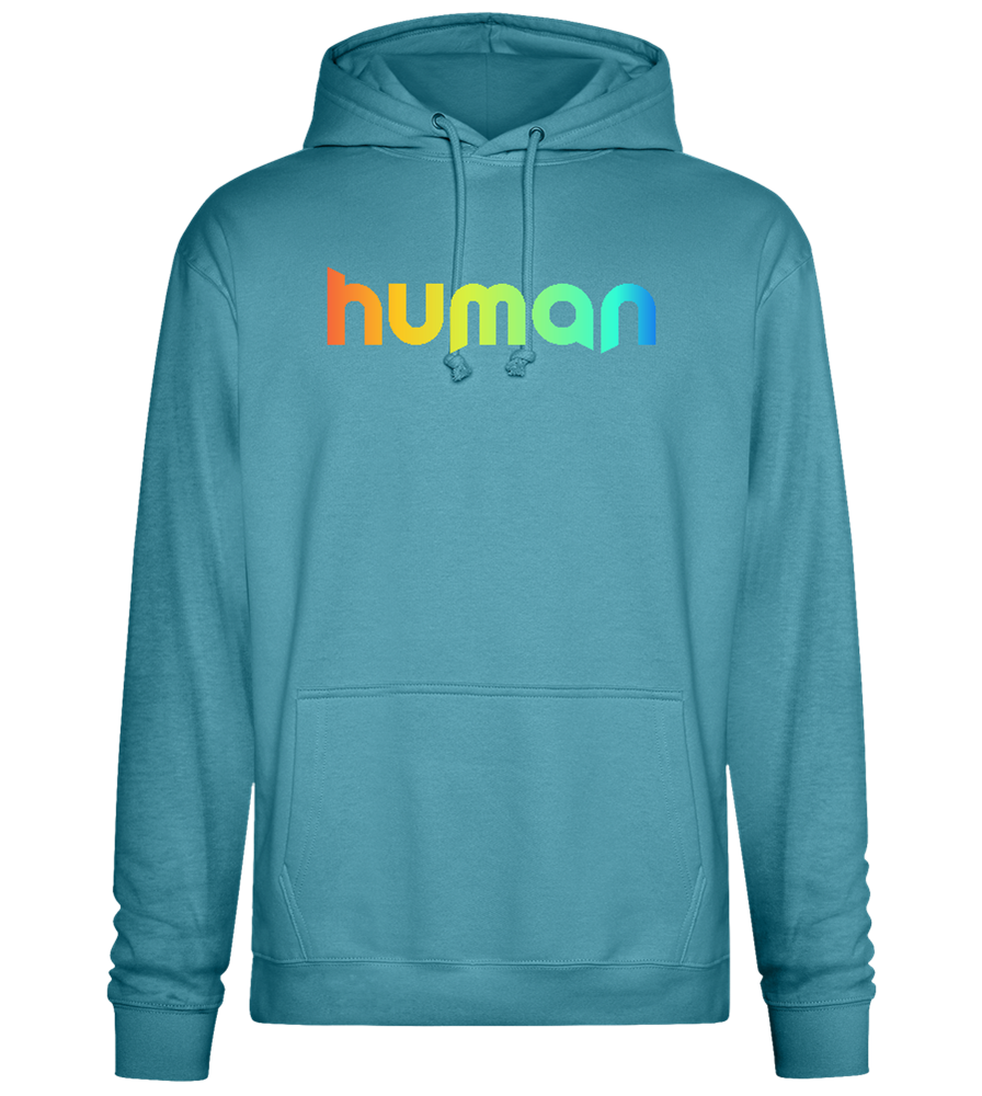 Human Rainbow Letters Design - Premium Essential Unisex Hoodie_POOL BLUE_front