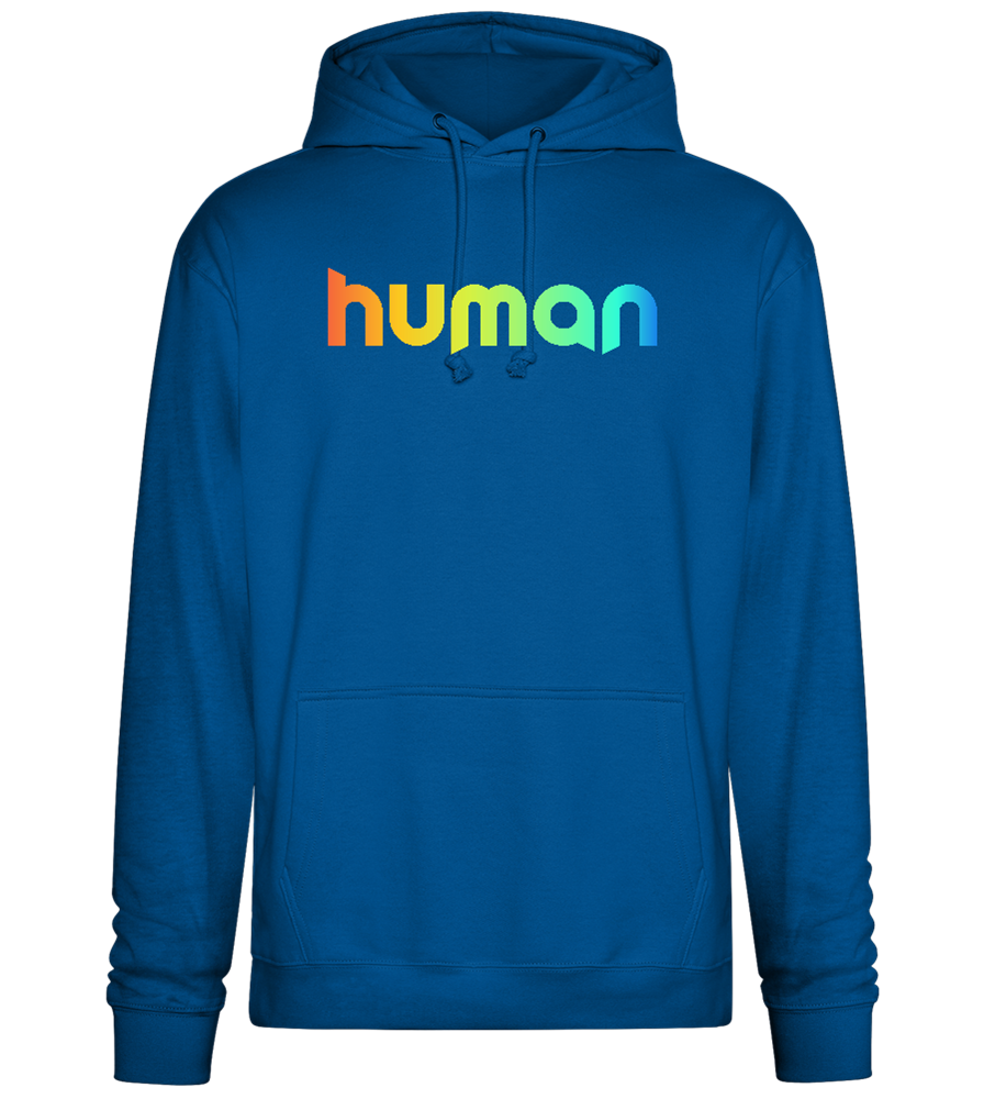 Human Rainbow Letters Design - Premium Essential Unisex Hoodie_ROYAL_front