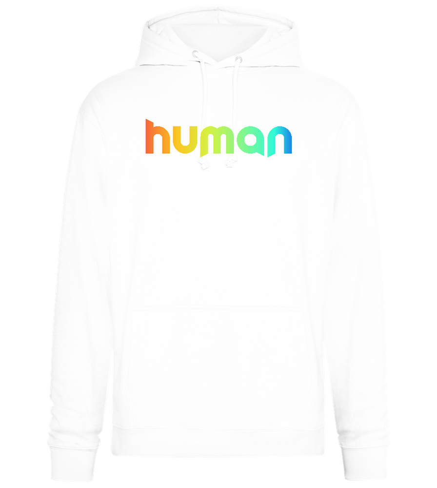 Human Rainbow Letters Design - Premium Essential Unisex Hoodie_WHITE_front