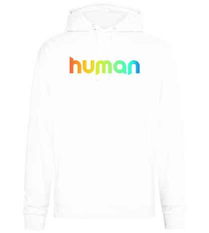 Human Rainbow Letters Design - Premium Essential Unisex Hoodie_WHITE_front