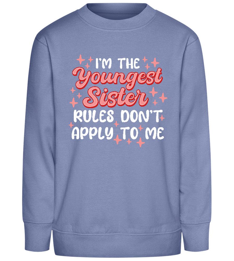 Youngest Sister Rules Design - Comfort Kids Sweater_BLUE_front