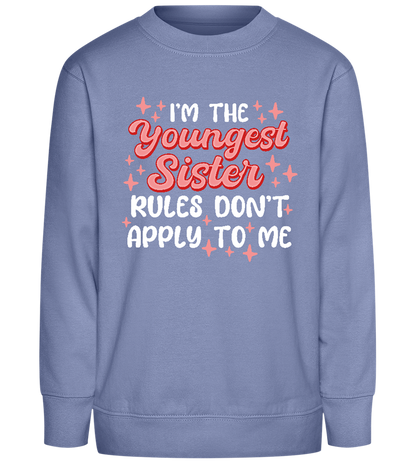 Youngest Sister Rules Design - Comfort Kids Sweater_BLUE_front