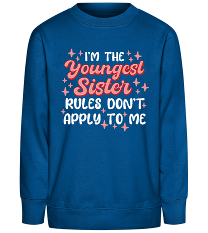 Youngest Sister Rules Design - Comfort Kids Sweater_ROYAL_front