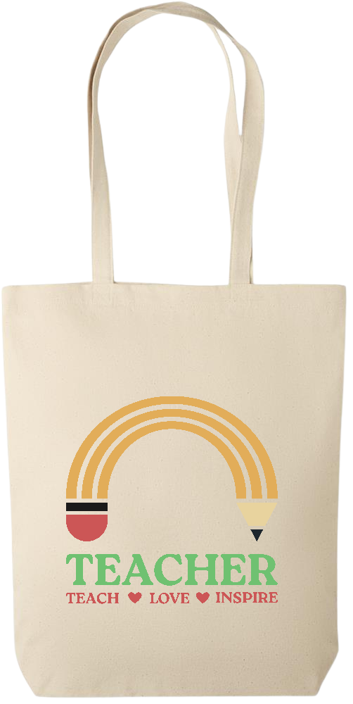 Teacher Pencil Design - Premium canvas cotton tote bag_BEIGE_front