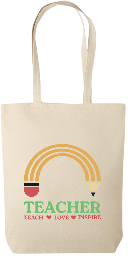 Teacher Pencil Design - Premium canvas cotton tote bag_BEIGE_front