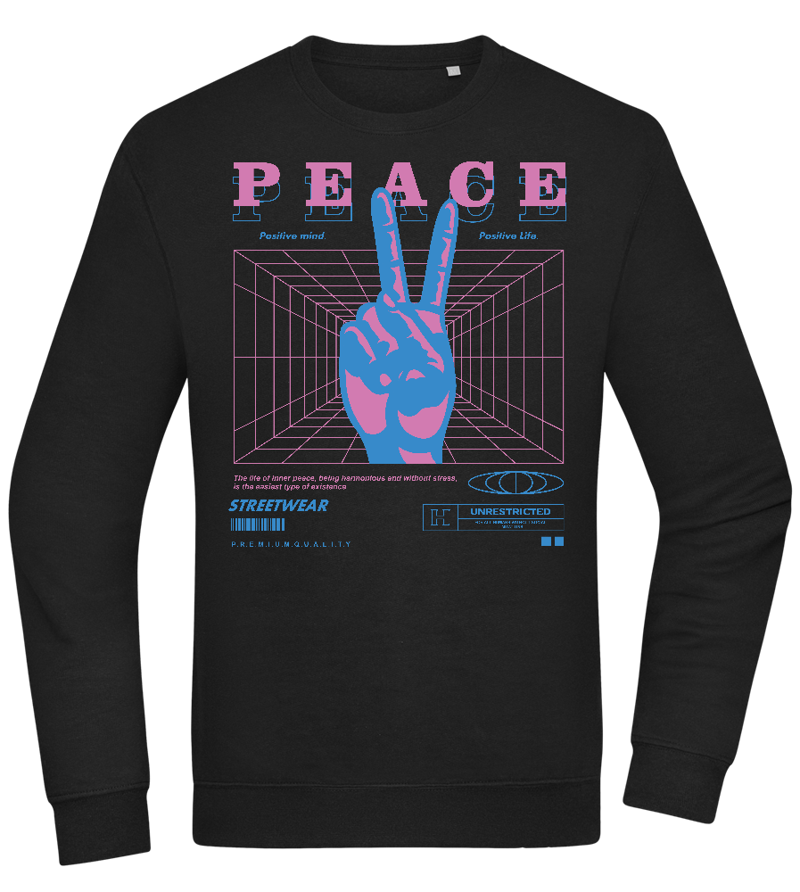 Peace Positive Mind Positive Life Design - Comfort Essential Unisex Sweater_BLACK_front