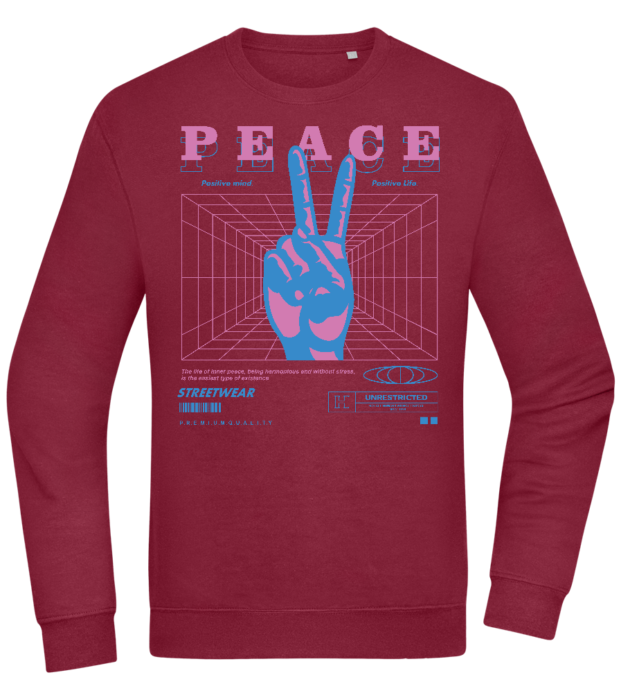 Peace Positive Mind Positive Life Design - Comfort Essential Unisex Sweater_BORDEAUX_front