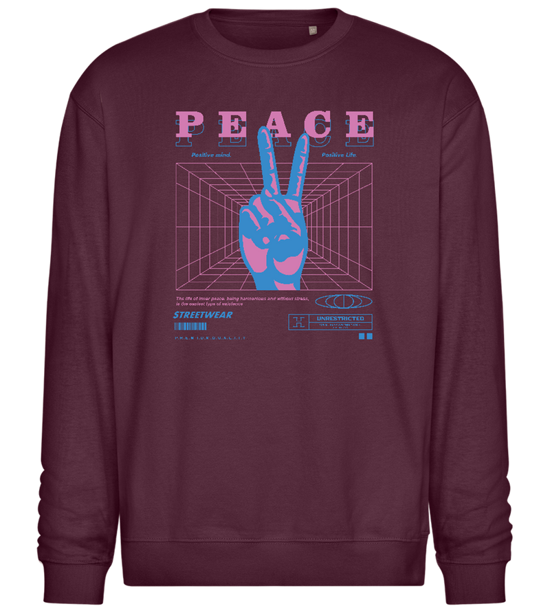 Peace Positive Mind Positive Life Design - Comfort Essential Unisex Sweater_BORDEAUX_front