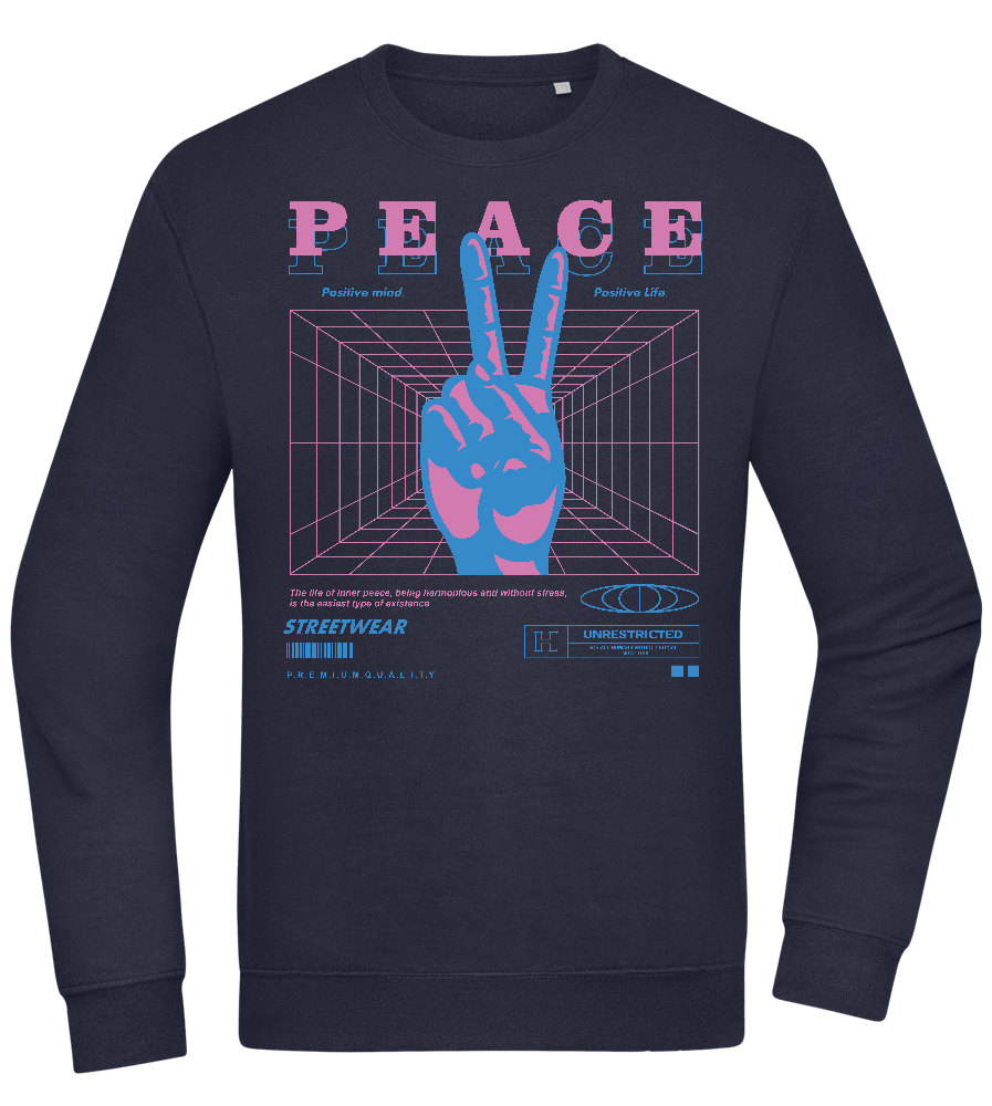 Peace Positive Mind Positive Life Design - Comfort Essential Unisex Sweater_FRENCH NAVY_front