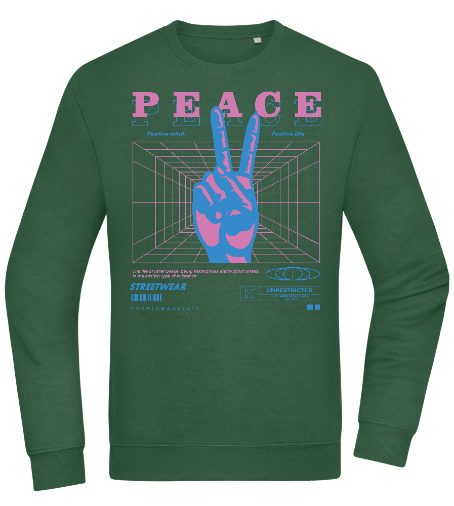 Peace Positive Mind Positive Life Design - Comfort Essential Unisex Sweater_GREEN BOTTLE_front