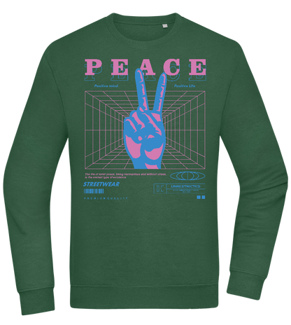 Peace Positive Mind Positive Life Design - Comfort Essential Unisex Sweater_GREEN BOTTLE_front