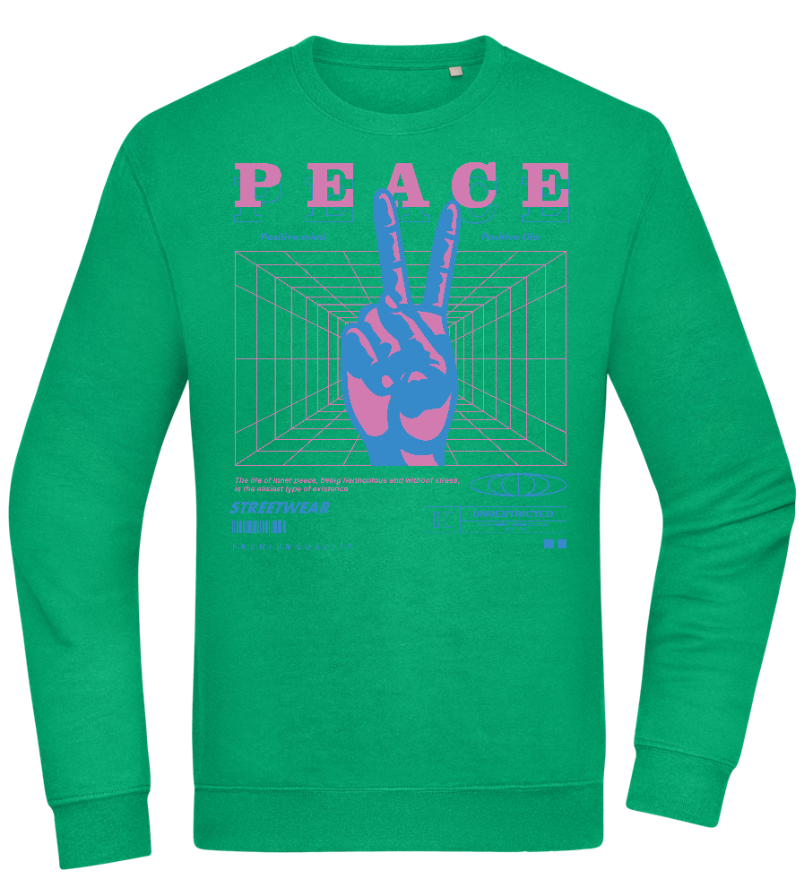 Peace Positive Mind Positive Life Design - Comfort Essential Unisex Sweater_MEADOW GREEN_front