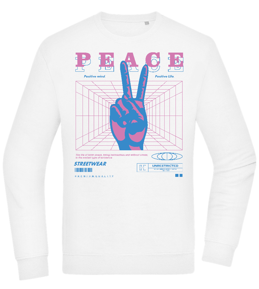 Peace Positive Mind Positive Life Design - Comfort Essential Unisex Sweater_WHITE_front