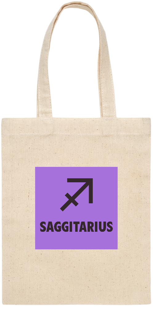 Zodiac Saggitarius Design - Essential small colored handle gift bag_BEIGE_front