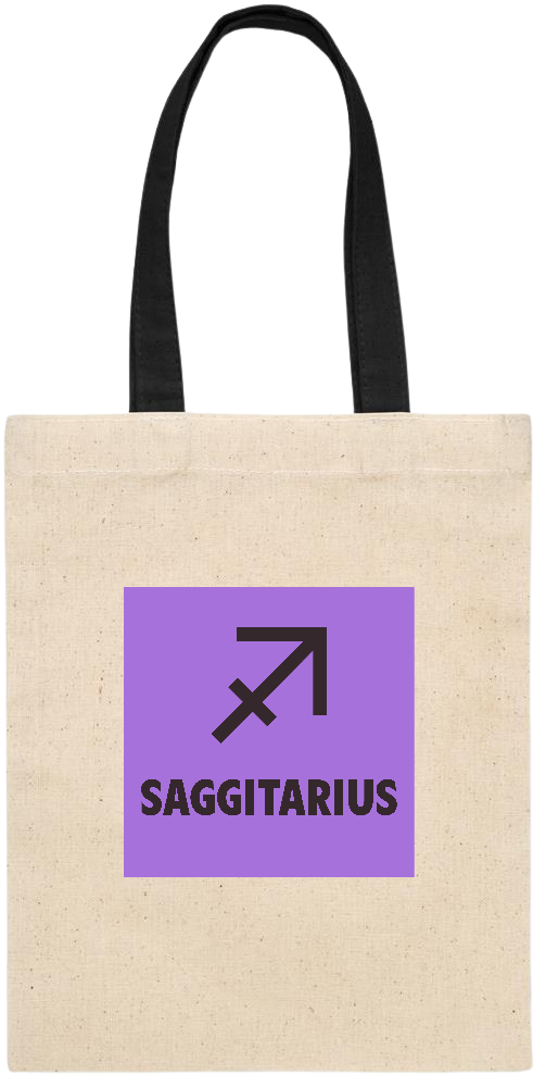 Zodiac Saggitarius Design - Essential small colored handle gift bag_BLACK_front