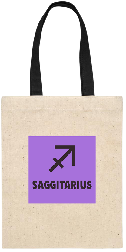 Zodiac Saggitarius Design - Essential small colored handle gift bag_BLACK_front