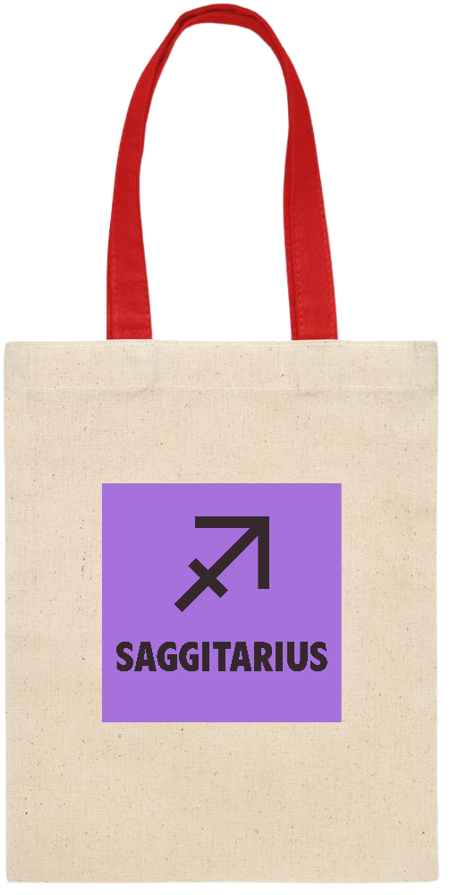 Zodiac Saggitarius Design - Essential small colored handle gift bag_RED_front