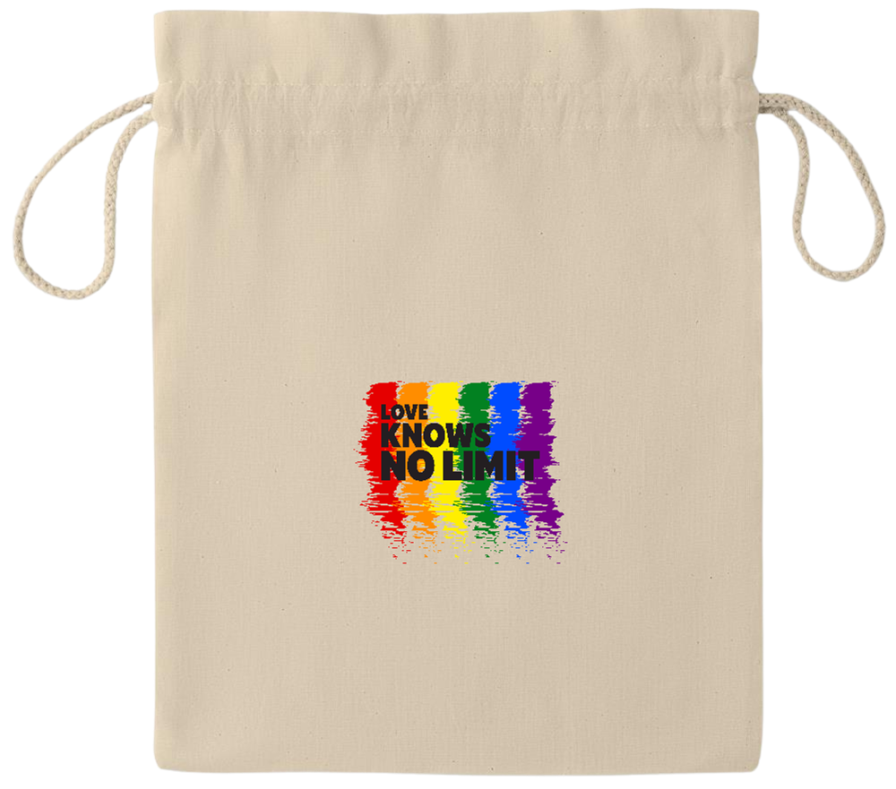 Love Knows No Limits Design - Essential medium drawcord gift bag_BEIGE_front