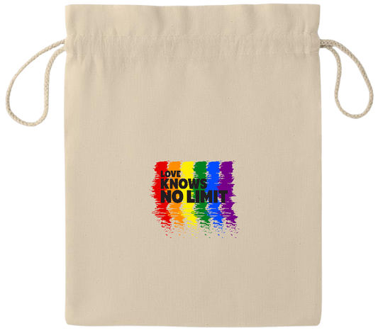 Love Knows No Limits Design - Essential medium drawcord gift bag_BEIGE_front