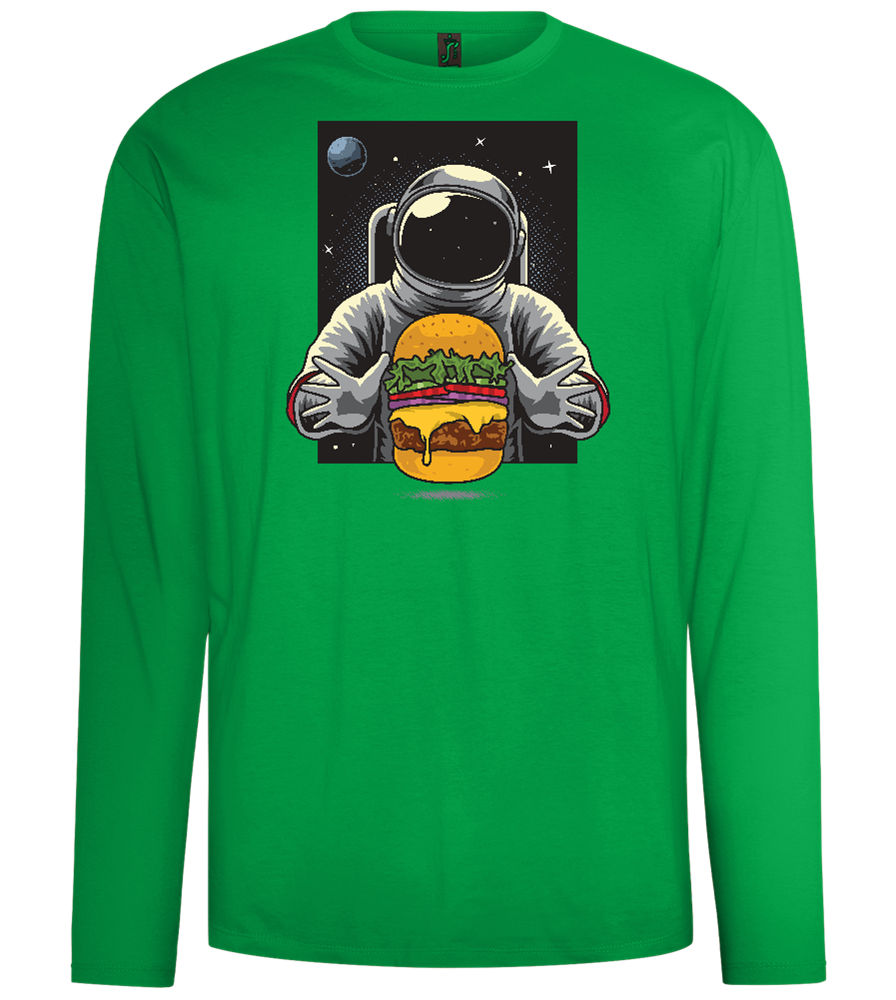 Spaceman Burger Design - Comfort men's long sleeve t-shirt_MEADOW GREEN_front