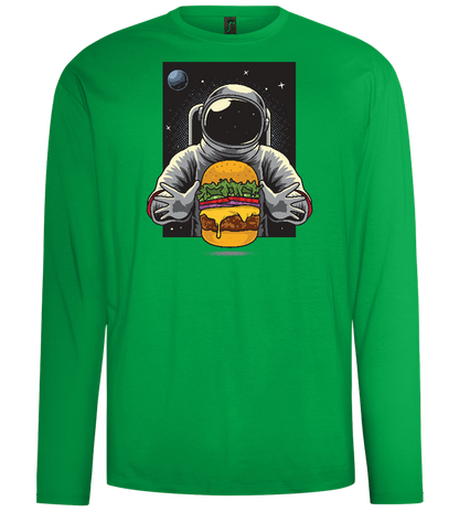 Spaceman Burger Design - Comfort men's long sleeve t-shirt_MEADOW GREEN_front