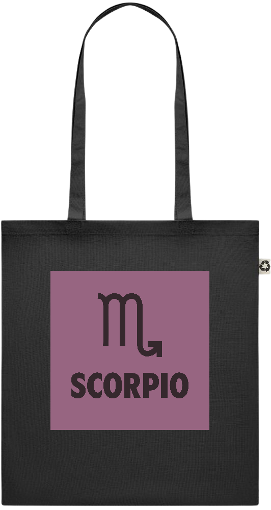 Zodiac Scorpio Design - Recycled cotton colored shopping bag_BLACK_front