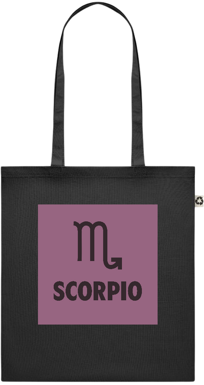 Zodiac Scorpio Design - Recycled cotton colored shopping bag_BLACK_front