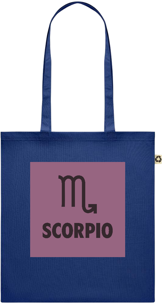 Zodiac Scorpio Design - Recycled cotton colored shopping bag_BLUE_front