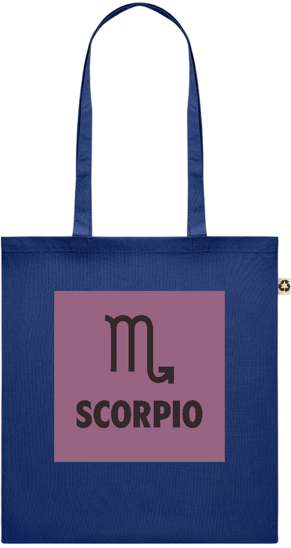 Zodiac Scorpio Design - Recycled cotton colored shopping bag_BLUE_front