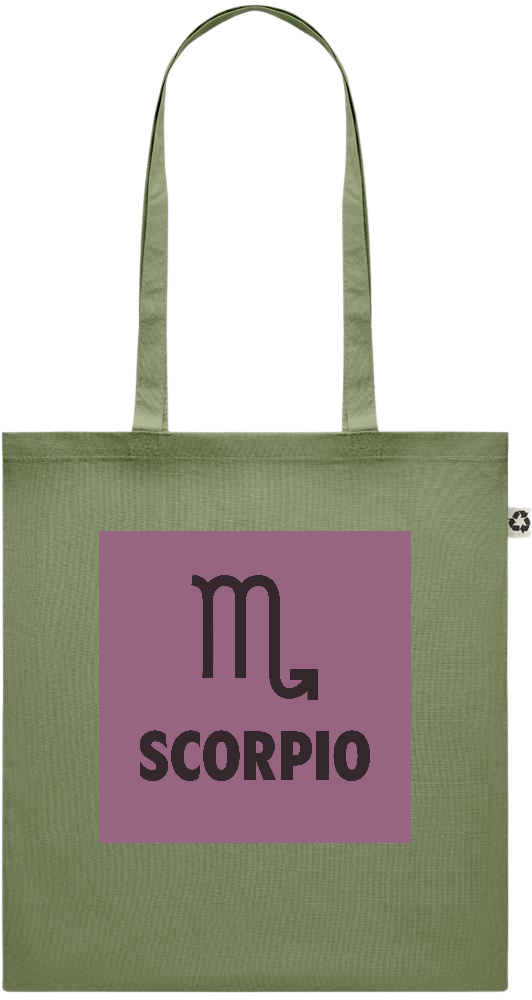 Zodiac Scorpio Design - Recycled cotton colored shopping bag_GREEN_front