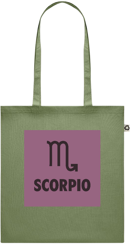 Zodiac Scorpio Design - Recycled cotton colored shopping bag_GREEN_front