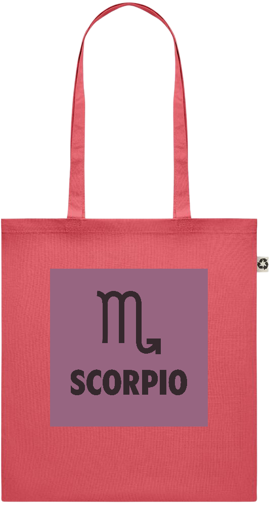 Zodiac Scorpio Design - Recycled cotton colored shopping bag_RED_front