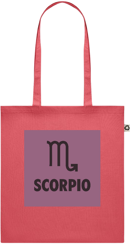 Zodiac Scorpio Design - Recycled cotton colored shopping bag_RED_front