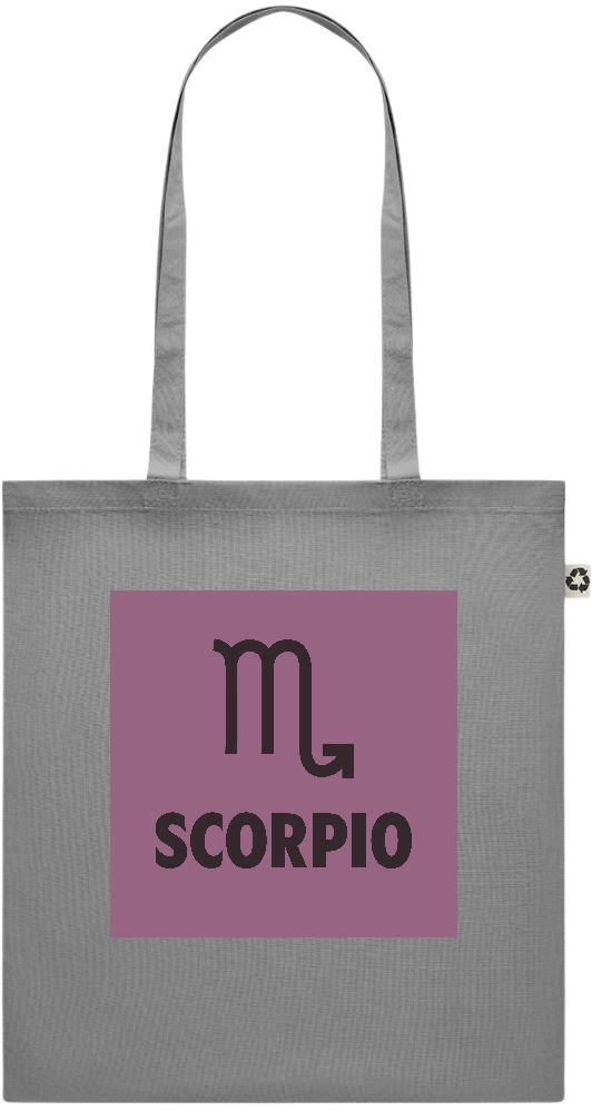 Zodiac Scorpio Design - Recycled cotton colored shopping bag_STONE GREY_front