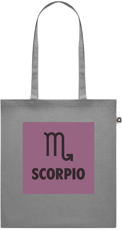 Zodiac Scorpio Design - Recycled cotton colored shopping bag_STONE GREY_front