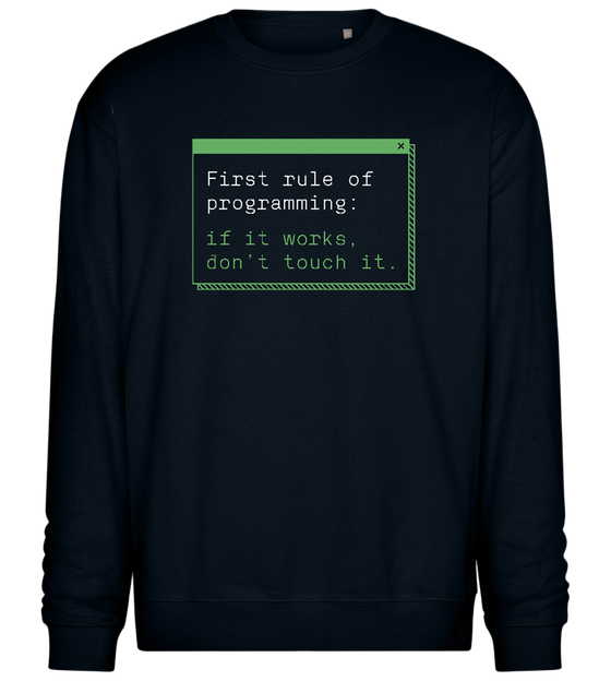 First Rule of Programming Design - Comfort Essential Unisex Sweater_BLACK_front