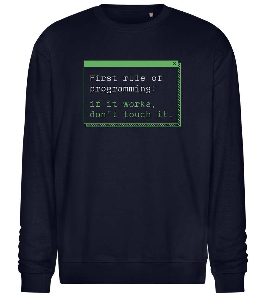 First Rule of Programming Design - Comfort Essential Unisex Sweater_FRENCH NAVY_front