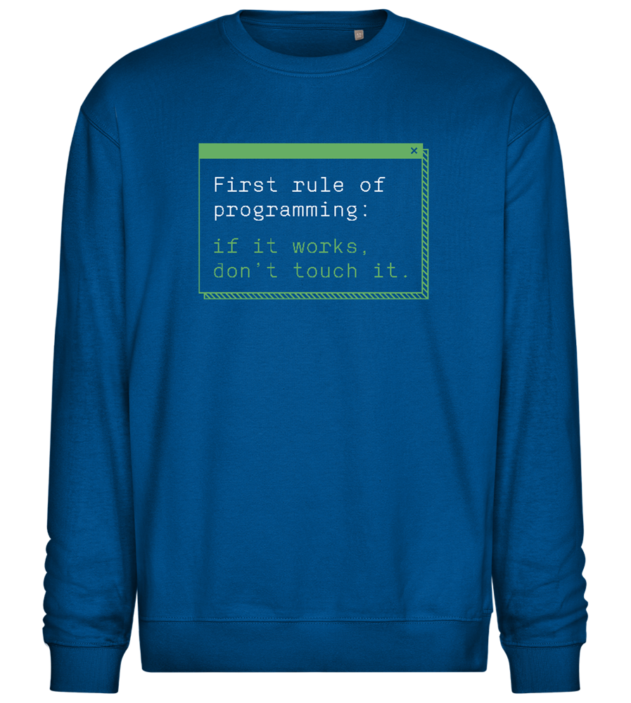 First Rule of Programming Design - Comfort Essential Unisex Sweater_ROYAL_front