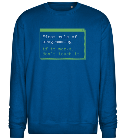 First Rule of Programming Design - Comfort Essential Unisex Sweater_ROYAL_front