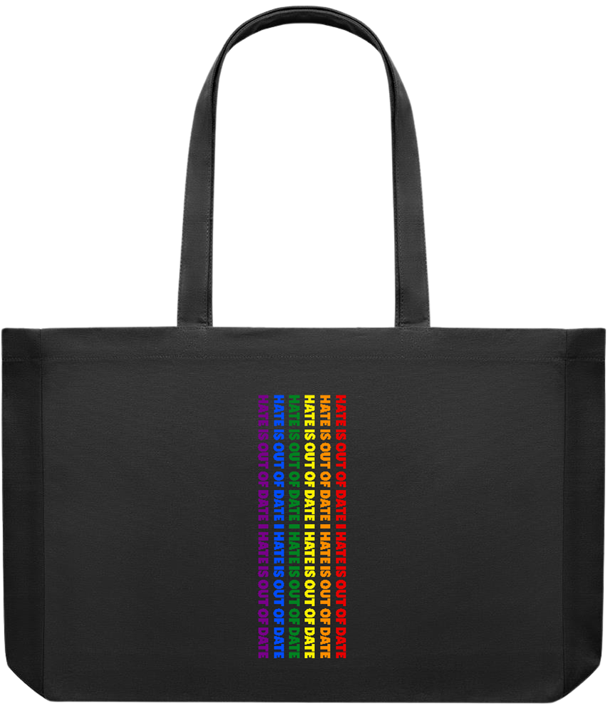 Hate is Out of Date Design - Premium large recycled shopping tote bag_BLACK_front